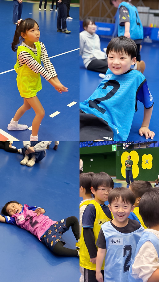 写真：準備運動や練習をする子供たちの様子