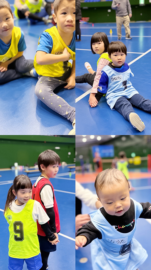 写真：準備運動や練習をする子供たちの様子