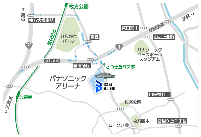 お車でご来場の際の周辺地図