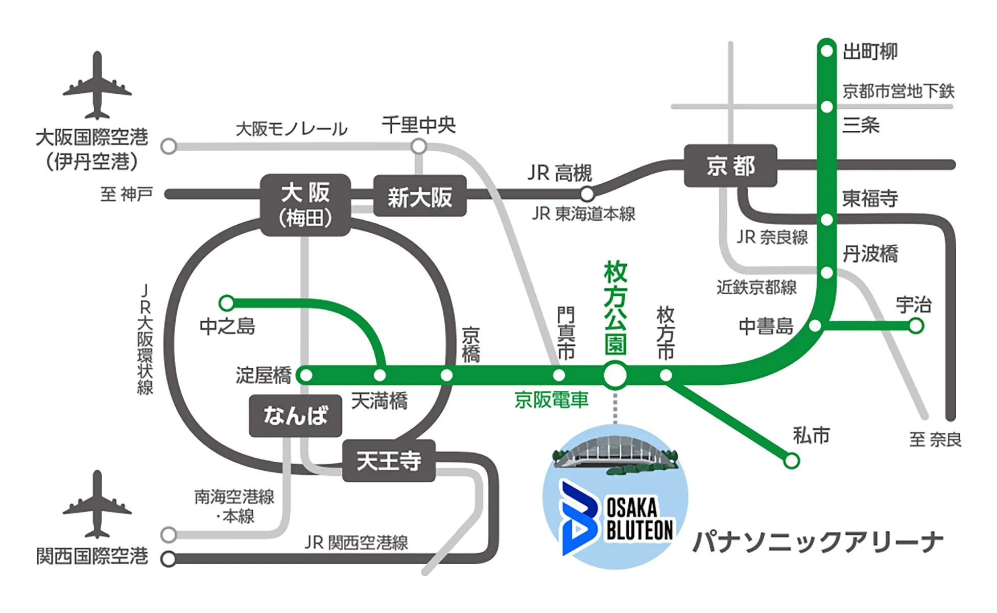 Rute ke stasiun terdekat (Hirakatakoen)