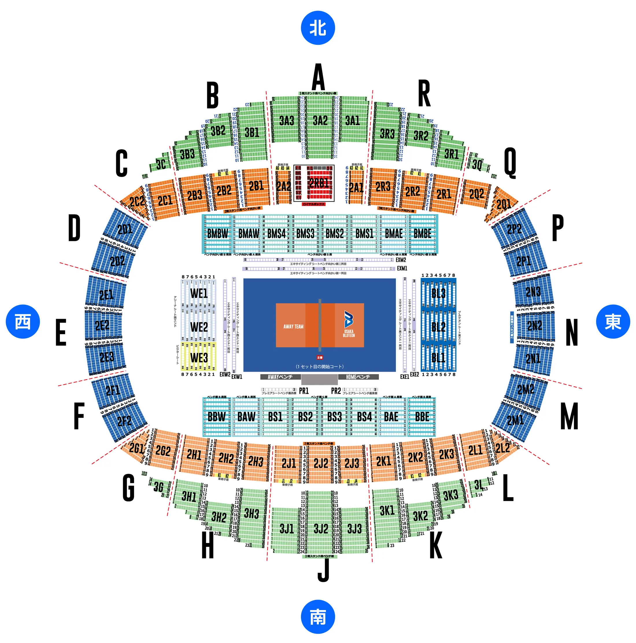 Peta Tempat Duduk Lokasi: Asue Arena Osaka