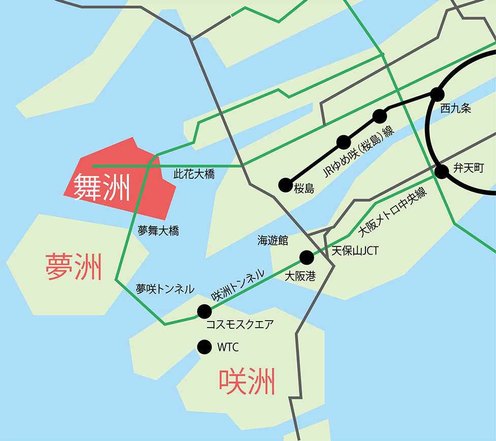 おおきにアリーナ舞洲へのアクセス広域地図