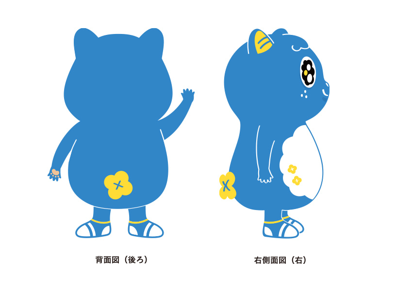 イラスト:背面から見た新キャラクターと右側から見た新キャラクター