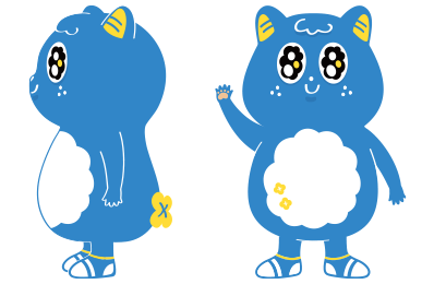 イラスト：左側から見た新キャラクターと正面から見た新キャラクター